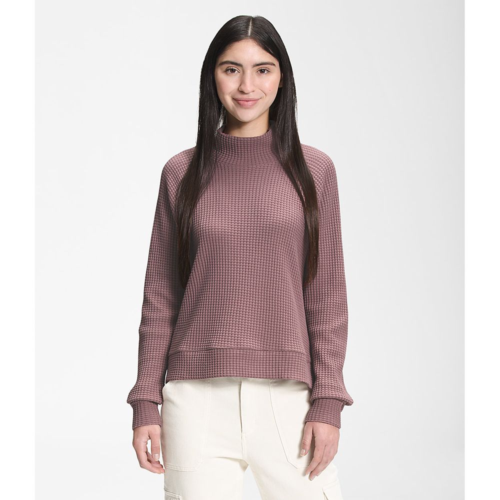 The North Face Long Sleeve Womens Australia - The North Face Mock Neck Chabot Light Purple (VFW-6985